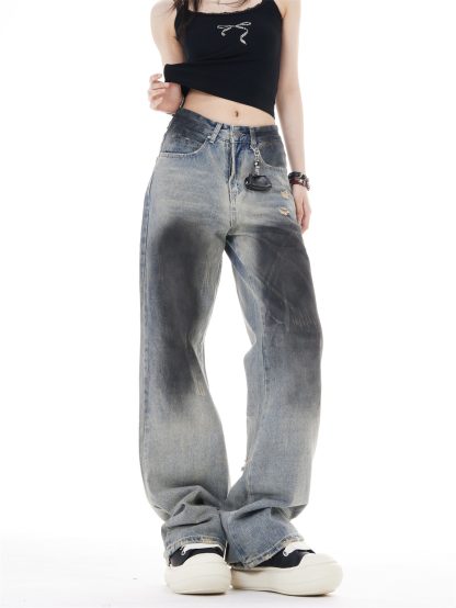 Retro High Waist Wide Leg Ripped Jeans - Image 5