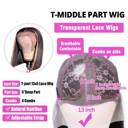 Women's Fashion Simple High-gloss T-zone Lace Wig - Image 4