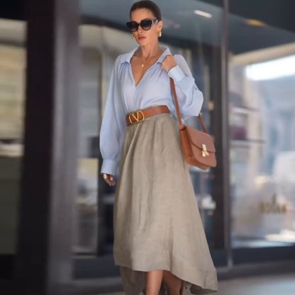Autumn New Fashion Simple Pure Color All-matching Temperament Skirt - Image 2