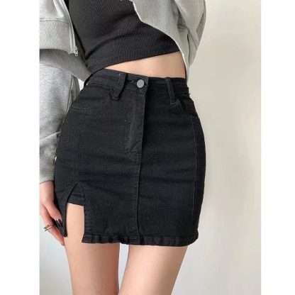 Black Denim Skirt For Women Spring - Image 2