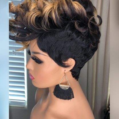 Ladies African Small Curly Hair Dyeing Short Curly Hair Wig Button Net Hair Cover - Image 4