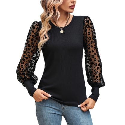 Slim-fit Color Matching Long-sleeved Top - Image 2