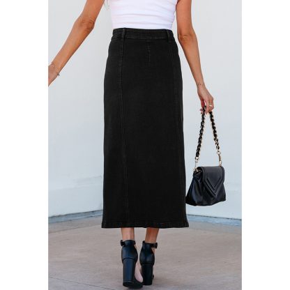 Women's Button Irregular Slit Midi Dress - Image 4