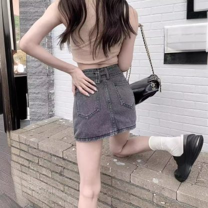 European And American Hot Girls Denim Pantskirt Anti-exposure A- Line Sheath - Image 2