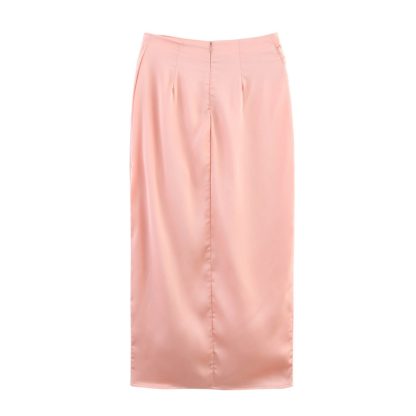Gold Inlaid Silk Satin Texture Midi Dress - Image 2