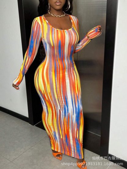 Printing Temperament Commute Long Sleeve Dress Foreign Trade - Image 6