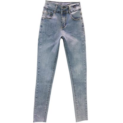 Elastic Slim Fit Slimming Heavy Embroidery Hot Drilling Tappered Pencil Pants - Image 5