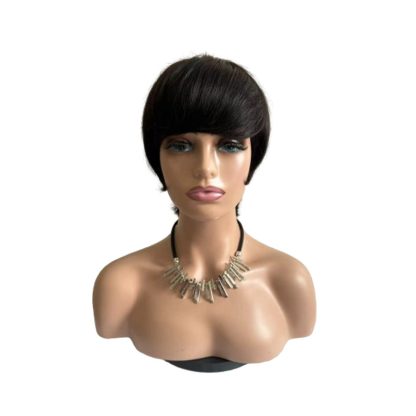 Short Straight Wig Women's Short Hair Head Cover Real Human Hair - Image 5