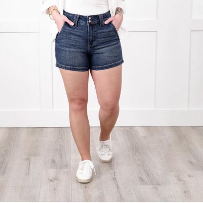 New Summer Women's Fashion High Waist Double Buckle Denim Shorts - Image 2