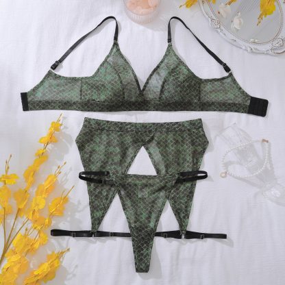 Hollow Out See-through Backless Fashion Color Contrast Three-piece Set - Image 6
