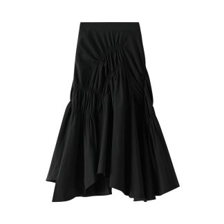 Super Hot Black White Pleated Midi Skirt