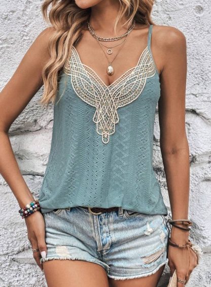 Women Contrast Lace Schiffy Camisole - Image 4