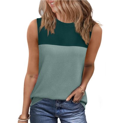 Round Neck Multicolor Sleeveless Top For Short Sleeve Vest Women - Image 8