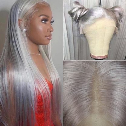 European And American Lace Wig Before The Division Of Silver White Long Straight Hair - Image 3