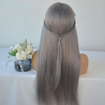 European And American Lace Wig Before The Division Of Silver White Long Straight Hair - Image 2