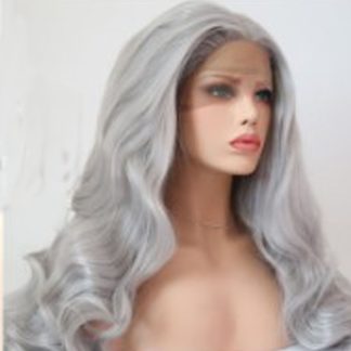 Mid-Point Silver-Grey Long Curly Hair Big Wave High Temperature Wire