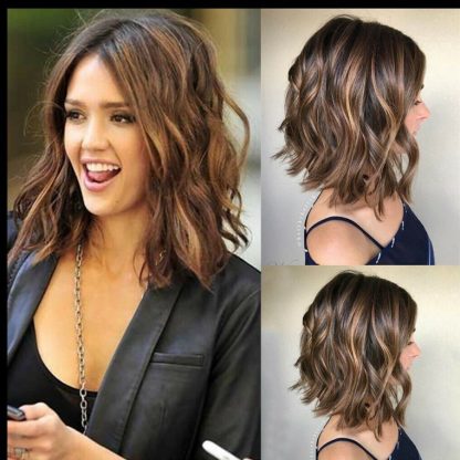 Amazon''S New New Wig Women''S Black Brown Mixed Color Medium Length Curly Hair European American Wig Rose Net Wig Set - Image 4