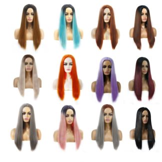 Women's Chemical Fiber Hair Wigs For Long Straight Dyed Hair