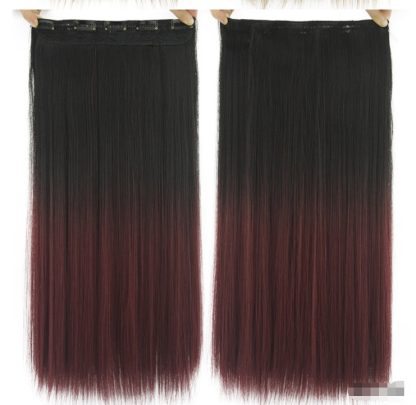 Dyed Gradual Straight Hair Clip Clip, Curtain T-color Hair Extension Piece - Image 2