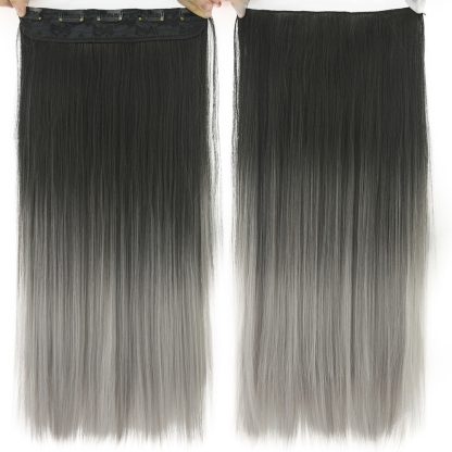 Dyed Gradual Straight Hair Clip Clip, Curtain T-color Hair Extension Piece - Image 9
