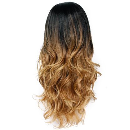 European and American wig female black gradient gold - Image 3