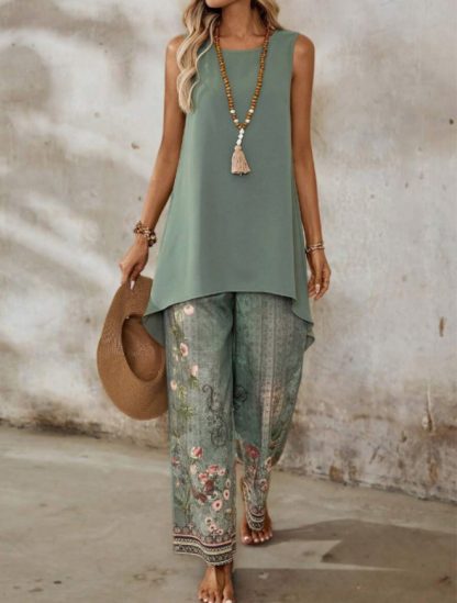Spring And Summer Women's Clothing Floral Print Leisure Set - Image 8