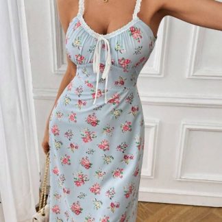 Floral Lace Trim Camisole Dress
