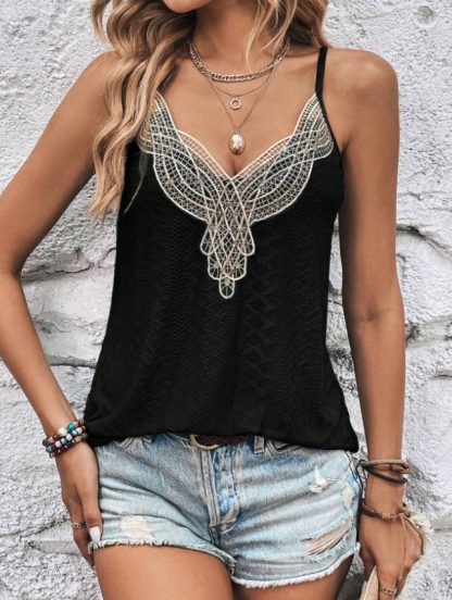 Women Contrast Lace Schiffy Camisole - Image 3