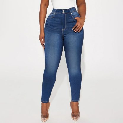 Dark Blue Fitted All-matching Casual Pencil Pants - Image 3