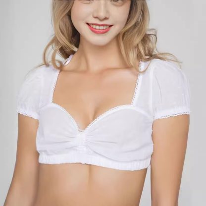 European And American Bavarian Pleating Shirt Jacquard Wave Point Small White Jersey - Image 6