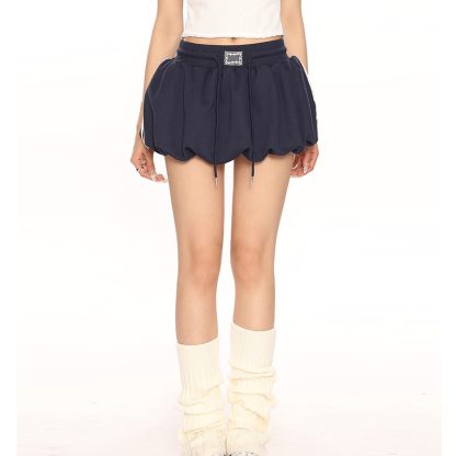 Women's Solid Color Casual Knitted Flower Bud Short Skirt - Image 7