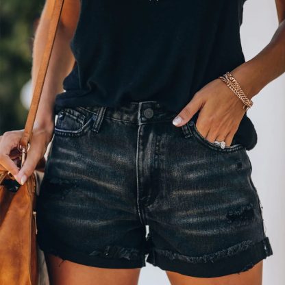 High Elastic Black High Waist Denim In Stock Women's Jeans