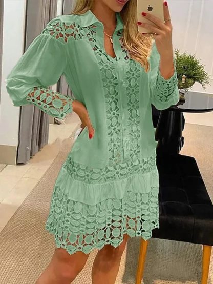 Early Autumn New Lace Stitching Sexy Casual Shirt - Image 2