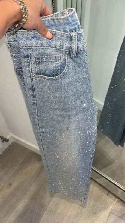 Rhinestone XINGX Pendant Design High Waist Trousers - Image 6