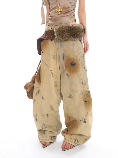 Washed Old Blooming Retro Machete Profile Loose Jeans - Image 2