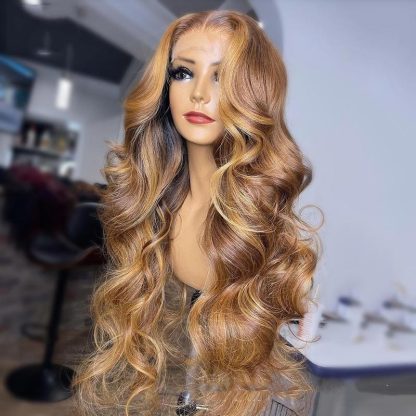 Honey Blonde Body Wave Lace Front Pre Plucked Highlight Wig - Image 4