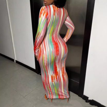 Printing Temperament Commute Long Sleeve Dress Foreign Trade - Image 3