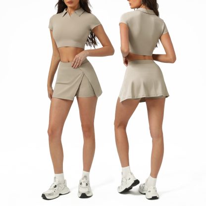 Short-sleeved Shirt Running Anti-emptied Pantskirt Two-piece Suit - Image 5