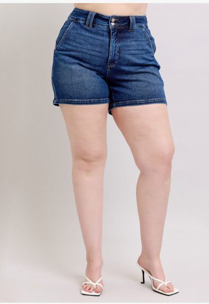 New Summer Women's Fashion High Waist Double Buckle Denim Shorts - Image 7