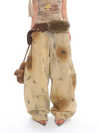Washed Old Blooming Retro Machete Profile Loose Jeans - Image 5