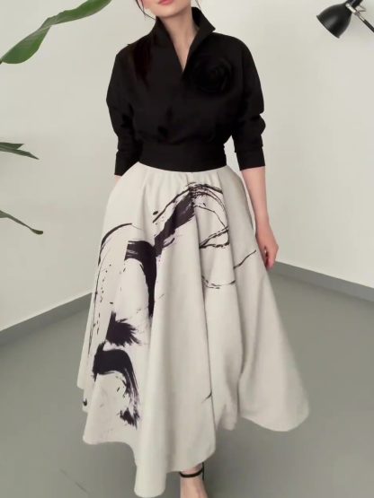 Vintage Three-layer Tulle Print Skirt - Image 2