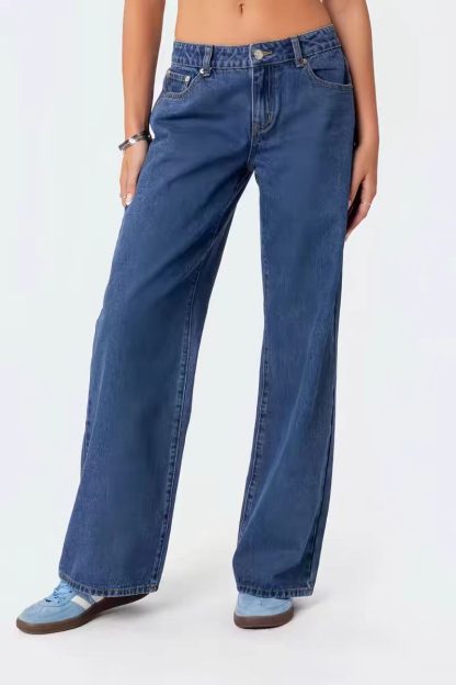 European And American Hot Girl Fashionable Simple Low Waist Wide Leg Jeans - Image 7