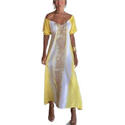 European And American Summer Printed V-neck Irregular Dress Women - Image 5