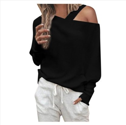 Off-shoulder Raglan Top T-shirt Women's Clothing - Image 2