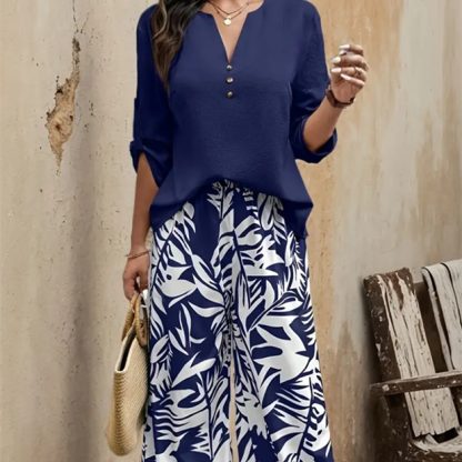 Tropical Printed Women's Casual Suit