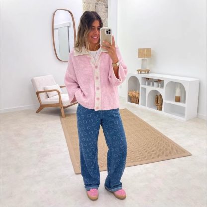 Denim Trousers Love Crochet Wash Straight - Image 2