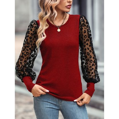 Slim-fit Color Matching Long-sleeved Top - Image 5