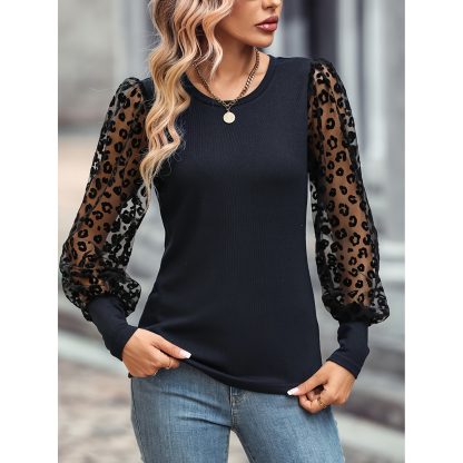 Slim-fit Color Matching Long-sleeved Top - Image 6