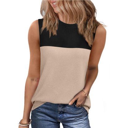 Round Neck Multicolor Sleeveless Top For Short Sleeve Vest Women - Image 7