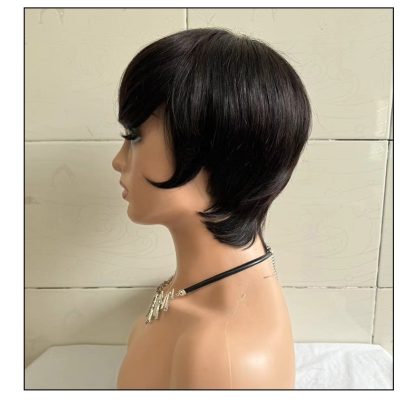 Short Straight Wig Women's Short Hair Head Cover Real Human Hair - Image 6